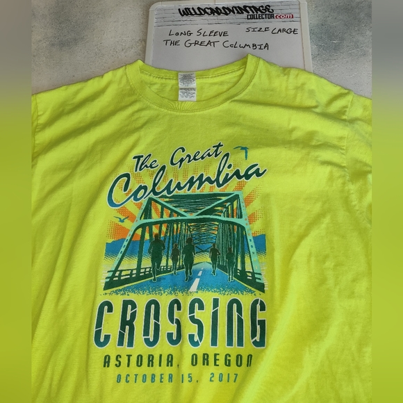 Great Columbia Fluorescent Yellow Basic longsleeve Runners shirt Size Large - Picture 4 of 4